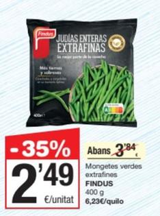 Oferta de Findus - Mongetes Verdes Extrafines por 2,49€ en SPAR Fragadis