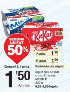 Oferta de Nestlé - Logurt Mix Kit Kat / Mix Smarties por 1,99€ en SPAR Fragadis