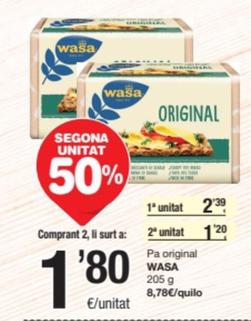 Oferta de Wasa - Pa Original por 2,39€ en SPAR Fragadis