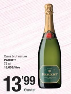 Oferta de Parxet - Cava Brut Nature por 13,99€ en SPAR Fragadis