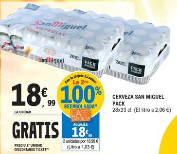 Oferta de San Miguel - Cerveza Pack por 18,99€ en E.Leclerc