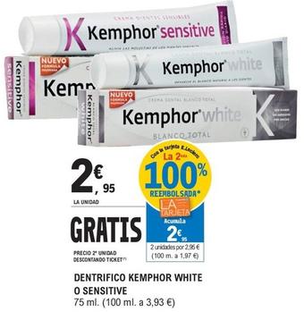 Oferta de Kemphor - Dentifrico White O Sensitive por 2,95€ en E.Leclerc