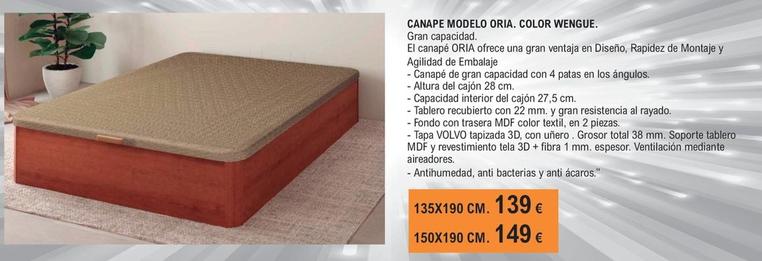 Oferta de Canape Modelo Orio Color Wengue por 139€ en E.Leclerc