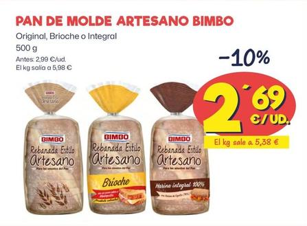 Oferta de Bimbo - Pan De Molde Artesano por 2,69€ en Ahorramas