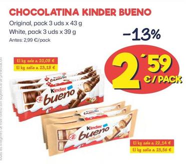 Oferta de Kinder - Chocolatina Bueno por 2,59€ en Ahorramas