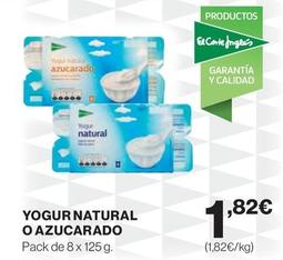 Oferta de Yogur Natural O Azucarado por 1,82€ en El Corte Inglés
