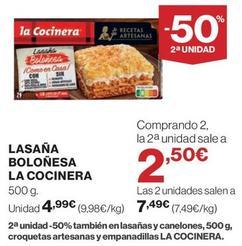 Oferta de La Cocinera - Lasaña Boloñesa por 4,99€ en El Corte Inglés
