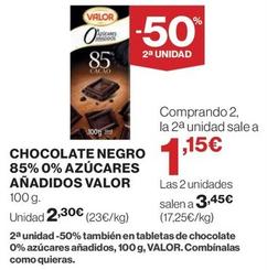 Oferta de Valor - Chocolate Negro 85% 0% Azúcares Añadidos por 2,3€ en El Corte Inglés