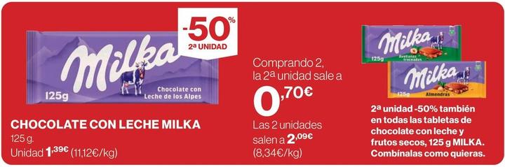 Oferta de Milka - Chocolate Con Leche por 1,39€ en El Corte Inglés