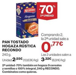 Oferta de Recondo - Pan Tostado Hogaza Rústica por 2,55€ en El Corte Inglés