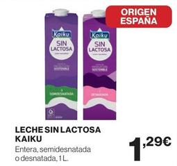 Oferta de Kaiku - Leche Sin Lactosa por 1,29€ en El Corte Inglés