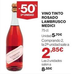Oferta de Medici - Vino Tinto Rosado Lambrusco por 5,7€ en El Corte Inglés