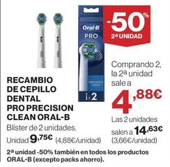 Oferta de Oral B - Recambio De Cepillo Dental Pro Precision Clean por 9,75€ en El Corte Inglés