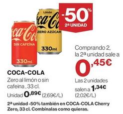 Oferta de Coca-cola - Zero Al Limón O Sin Cafeina por 0,89€ en El Corte Inglés