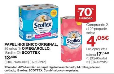 Oferta de Scottex - Papel Higiénico Original, O Megarollo por 13,49€ en El Corte Inglés