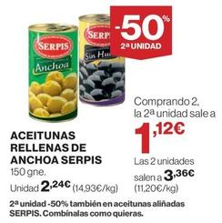 Oferta de Serpis - Aceitunas Rellenas De Anchoa por 2,24€ en El Corte Inglés