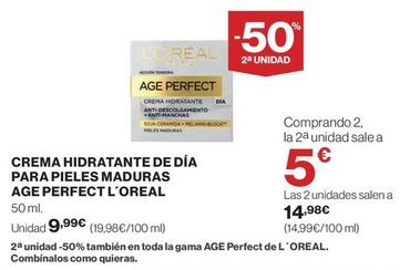 Oferta de L'oréal - Crema Hidratante De Día Para Pieles Maduras Age Perfect  por 9,99€ en El Corte Inglés
