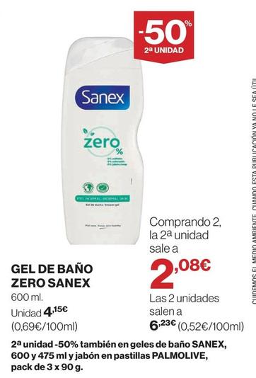 Oferta de Sanex - Gel De Baño Zero por 4,15€ en El Corte Inglés