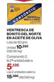 Oferta de Consorcio - Ventresca De Bonito Del Norte En Aceite De Oliva por 10,25€ en El Corte Inglés