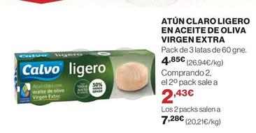 Oferta de Calvo - Atún Claro Ligero En Aceite De Oliva Virgen Extra por 4,85€ en El Corte Inglés