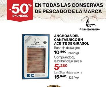 Oferta de Casa Santoña - Anchoas Del Cantabrico En Aceite De Girasol por 10,56€ en El Corte Inglés