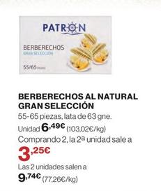 Oferta de Patrón - Berberechos Al Natural Gran Selección por 6,49€ en El Corte Inglés