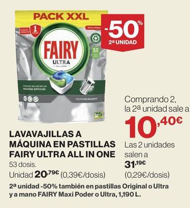 Oferta de Fairy - Lavavajillas A Máquina En Pastillas Ultra All In One por 20,79€ en El Corte Inglés