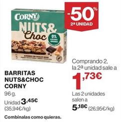 Oferta de Corny - Barritas Nuts&Choc por 3,45€ en El Corte Inglés