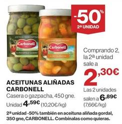 Oferta de Carbonell - Aceitunas Aliñadas por 4,59€ en El Corte Inglés