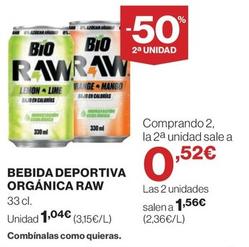 Oferta de Raw - Bebida Deportiva Orgánica por 1,04€ en El Corte Inglés