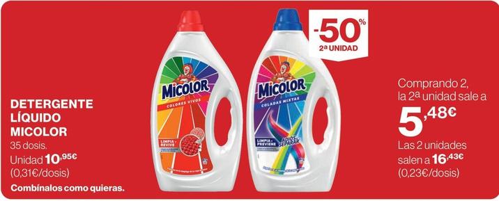 Oferta de Micolor - Detergente Liquido por 10,95€ en El Corte Inglés