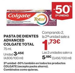Oferta de Colgate - Pasta De Dientes Advanced por 3,45€ en El Corte Inglés