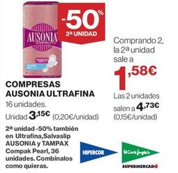 Oferta de Ausonia - Compresas Ultrafina por 3,15€ en El Corte Inglés