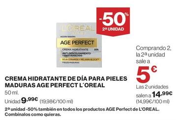 Oferta de L'oréal - Crema Hidratante De Día Para Pieles Maduras Age Perfect por 9,99€ en El Corte Inglés
