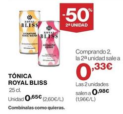 Oferta de  Royal Bliss - Tónica por 0,65€ en El Corte Inglés