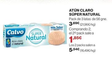 Oferta de Calvo - Atún Claro Al Natural Super Natural por 3,69€ en El Corte Inglés