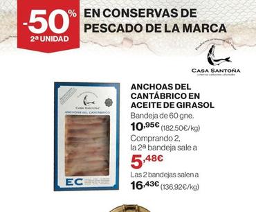 Oferta de Casa Santona - Anchoas Del Cantabrico En Aceite De Girasol por 10,95€ en El Corte Inglés