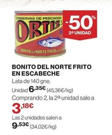Oferta de Ortiz - Bonito Del Norte Frito En Escabeche por 6,35€ en El Corte Inglés