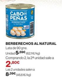 Oferta de Cabo De Peñas - Berberechos Al Natural por 5,59€ en El Corte Inglés