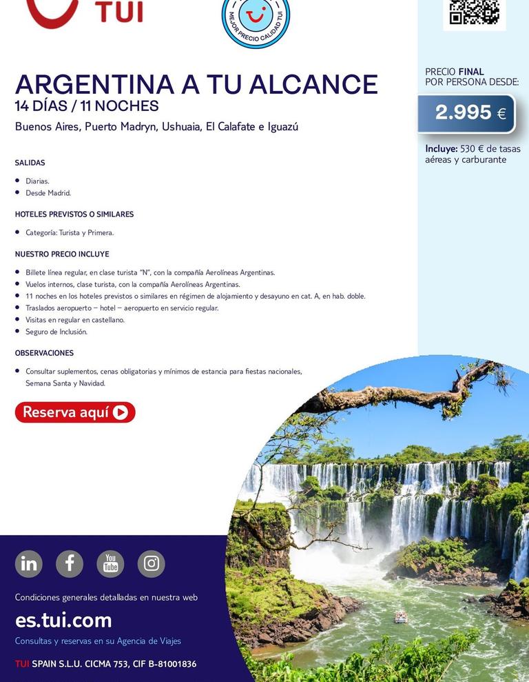 Oferta de Argentina A Tu Alcance en Tui Travel PLC