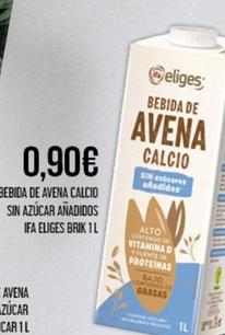 Oferta de Ifa Eliges - Bebida De Avena Calcio Sin Azúcar Añadidos por 0,9€ en Claudio