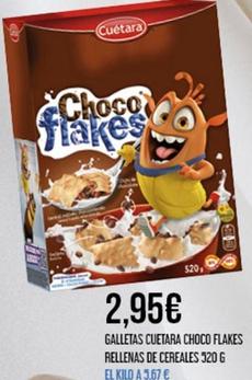 Oferta de Cuétara - Galletas Choco Flakes Rellenas De Cereales por 2,95€ en Claudio