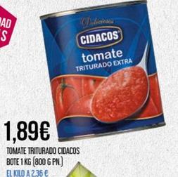 Oferta de Cidacos - Tomate Triturado por 1,89€ en Claudio
