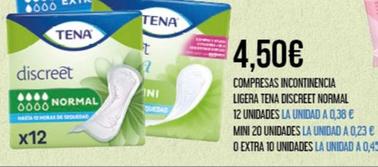 Oferta de Tena - Compresas Incontinencia Ligera Discreet Normal / Mini / Extra por 4,5€ en Claudio