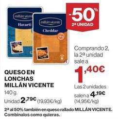 Oferta de Millán Vicente - Queso En Lonchas por 2,79€ en Hipercor