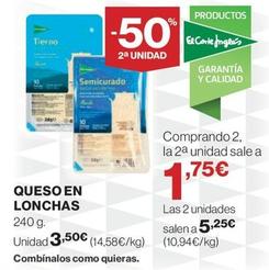 Oferta de Queso En Lonchas por 3,5€ en Hipercor
