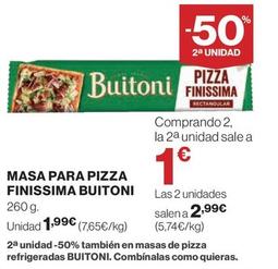 Oferta de Buitoni - Masa Para Pizza Finissima por 1,99€ en Hipercor