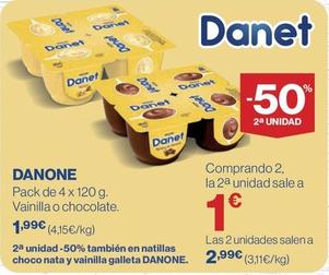 Oferta de Danone - Pack De 4 X Vainilla O Chocolate por 1,99€ en Hipercor