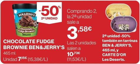 Oferta de Ben & Jerry's - Chocolate Fudge Brownie por 7,15€ en Hipercor