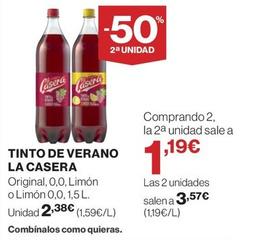 Oferta de La Casera - Tinto De Verano por 2,38€ en Hipercor